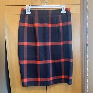 Plaid Pencil Skirt - Black and Orange